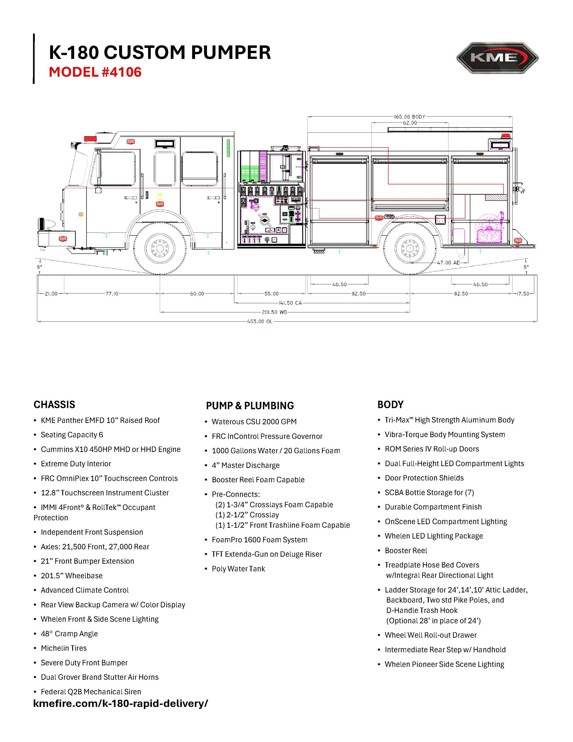 K-180 4106 Pumper engineering drawing