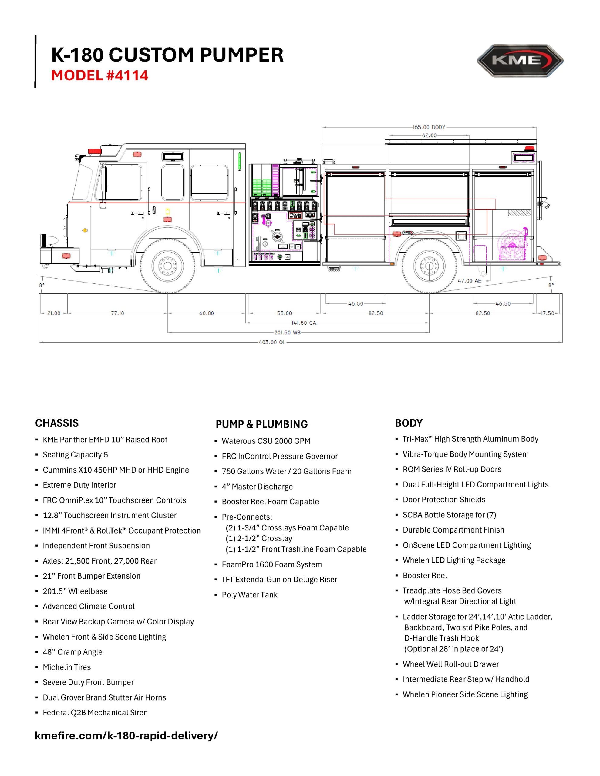 K-180 4114 Pumper engineering drawing