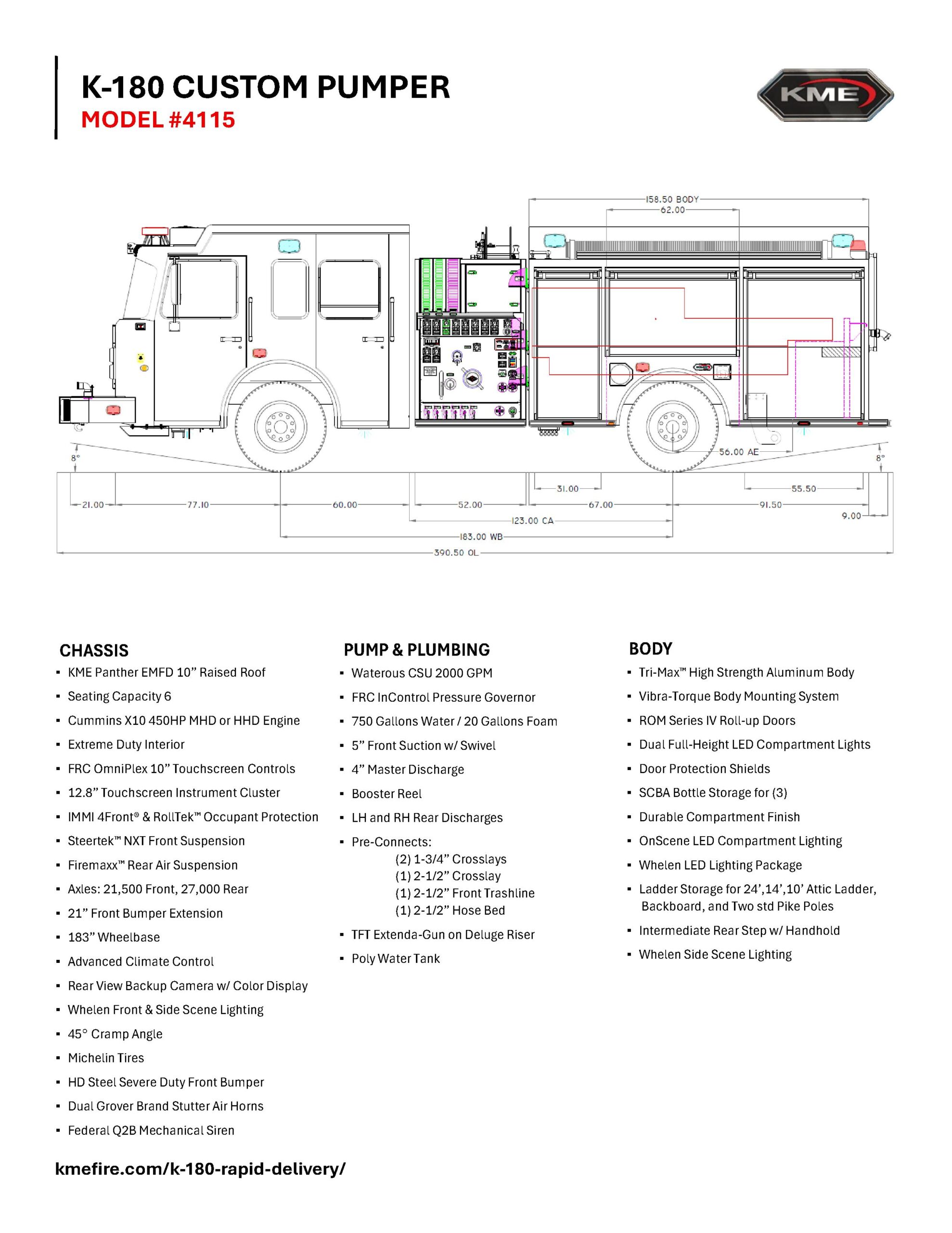 K-180 4115 Pumper engineering drawing