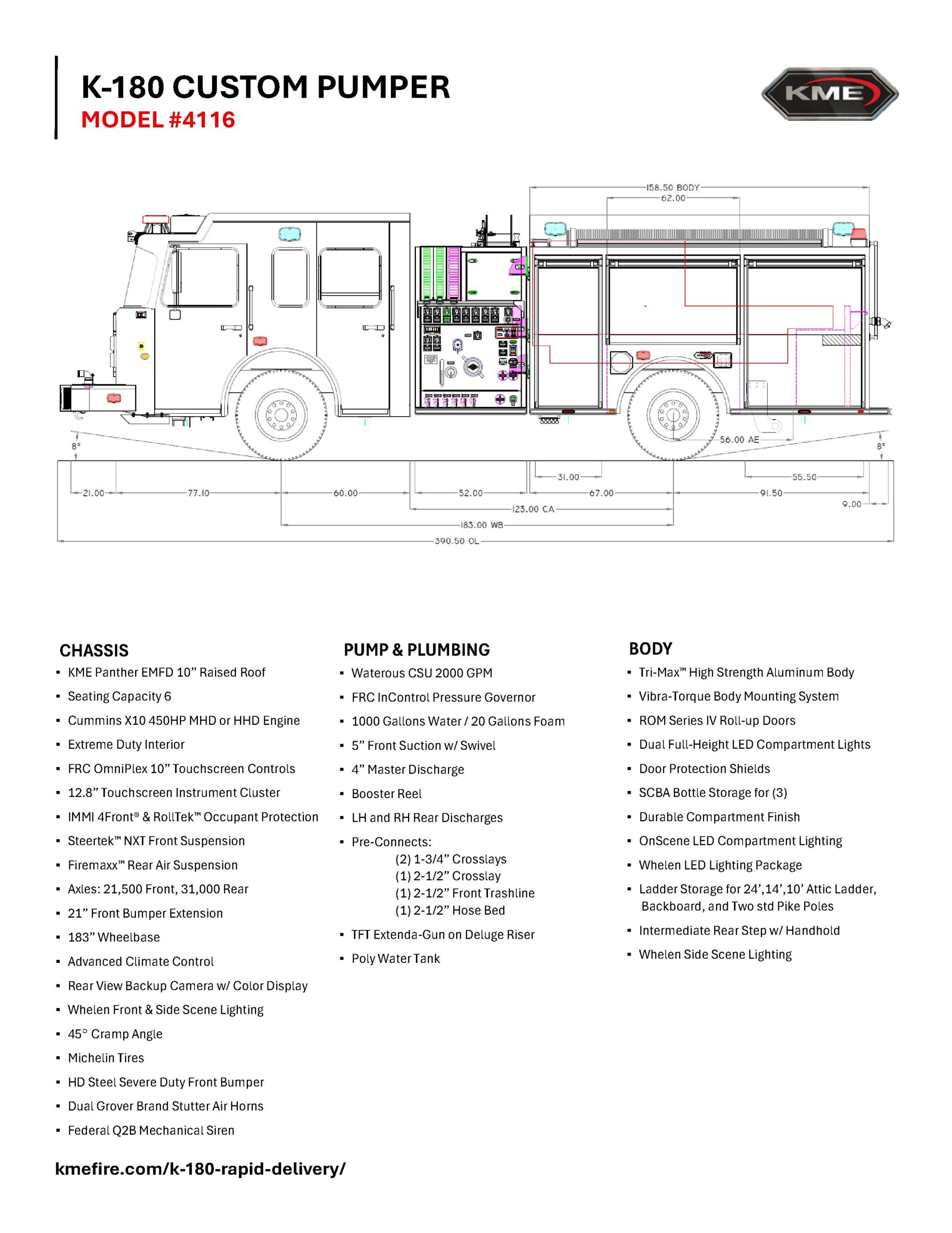 K-180 4116 Pumper engineering drawing