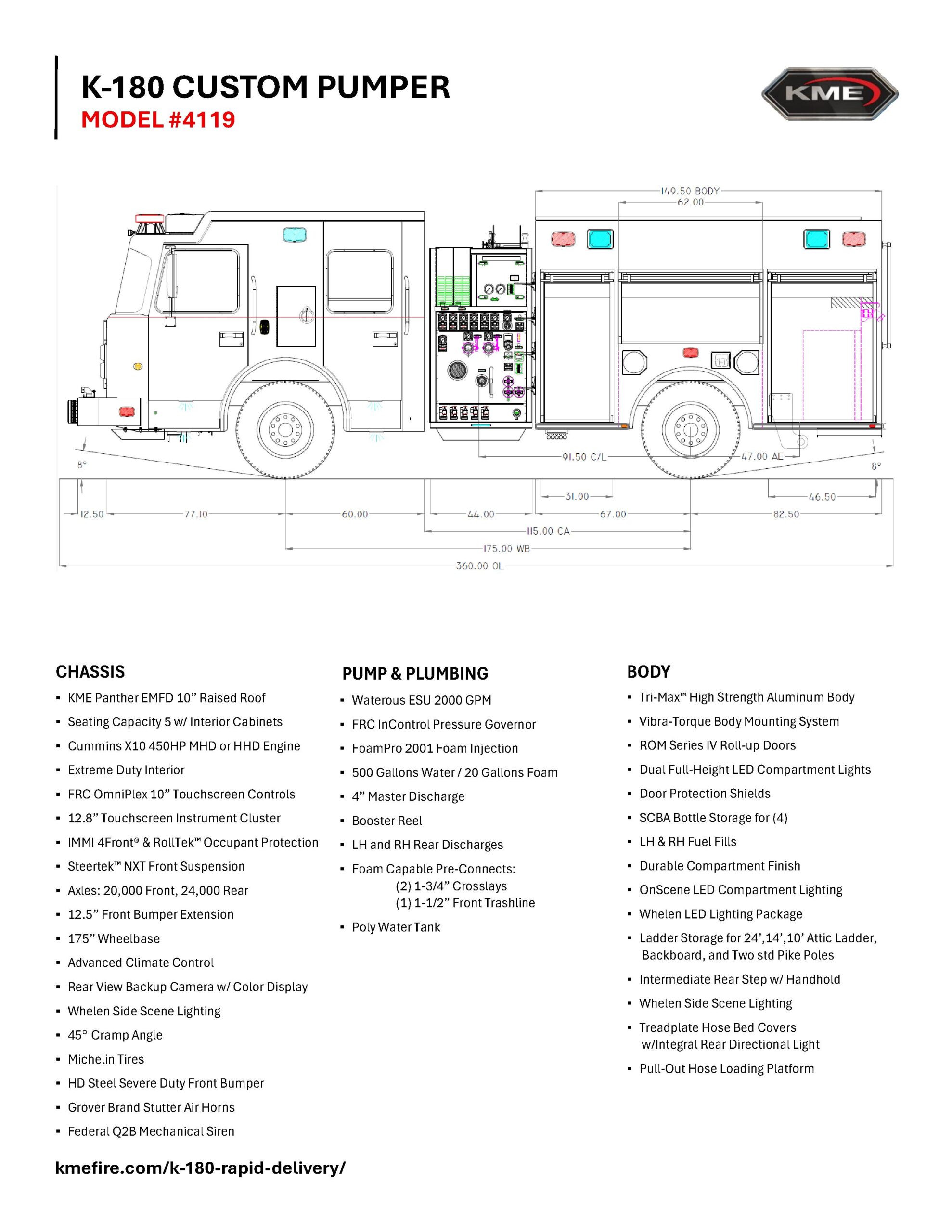 K-180 4119 Pumper engineering drawing
