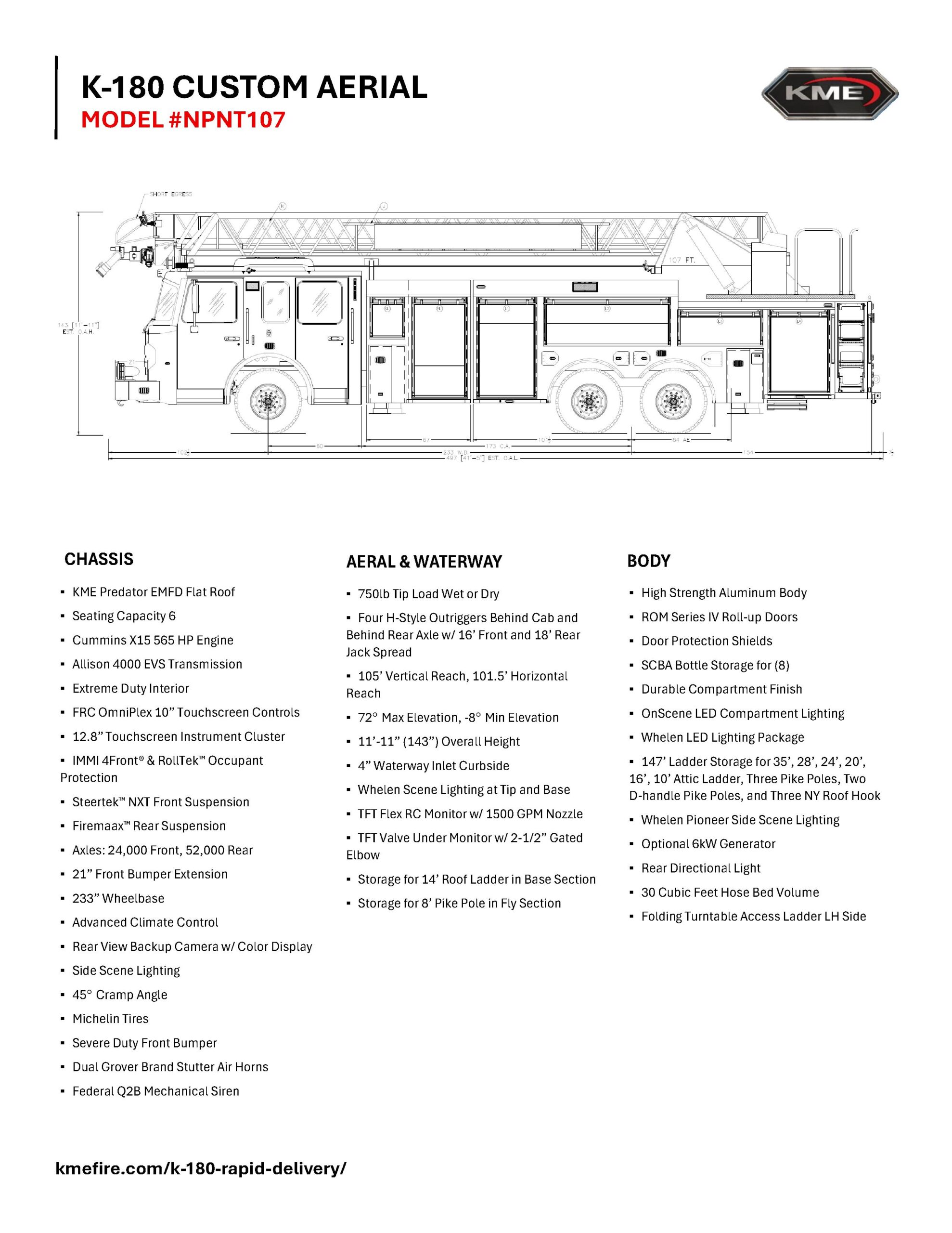 K-180 Aerial Ladder 77RMA Engineering Drawing