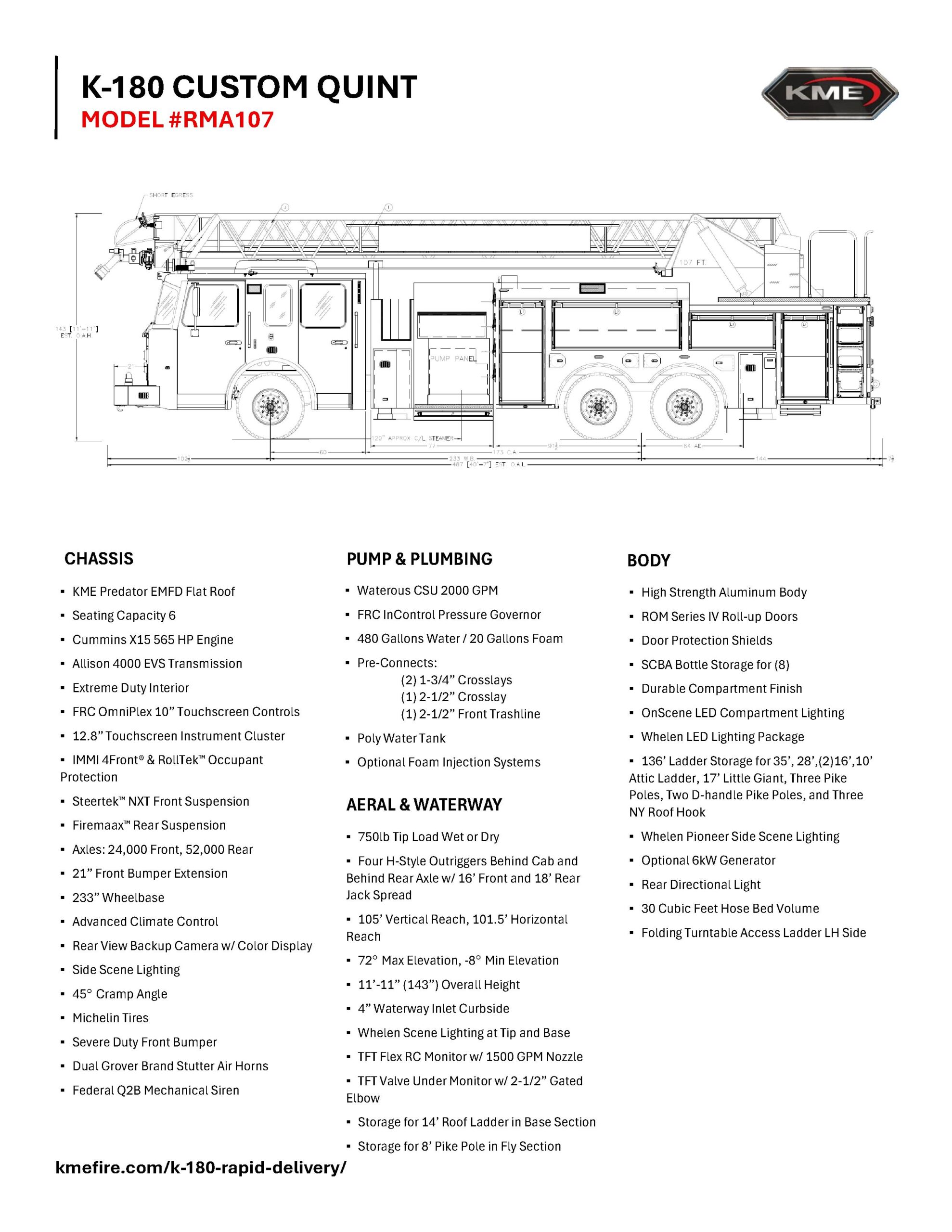 K-180 Aerial Ladder 77RMA Engineering Drawing