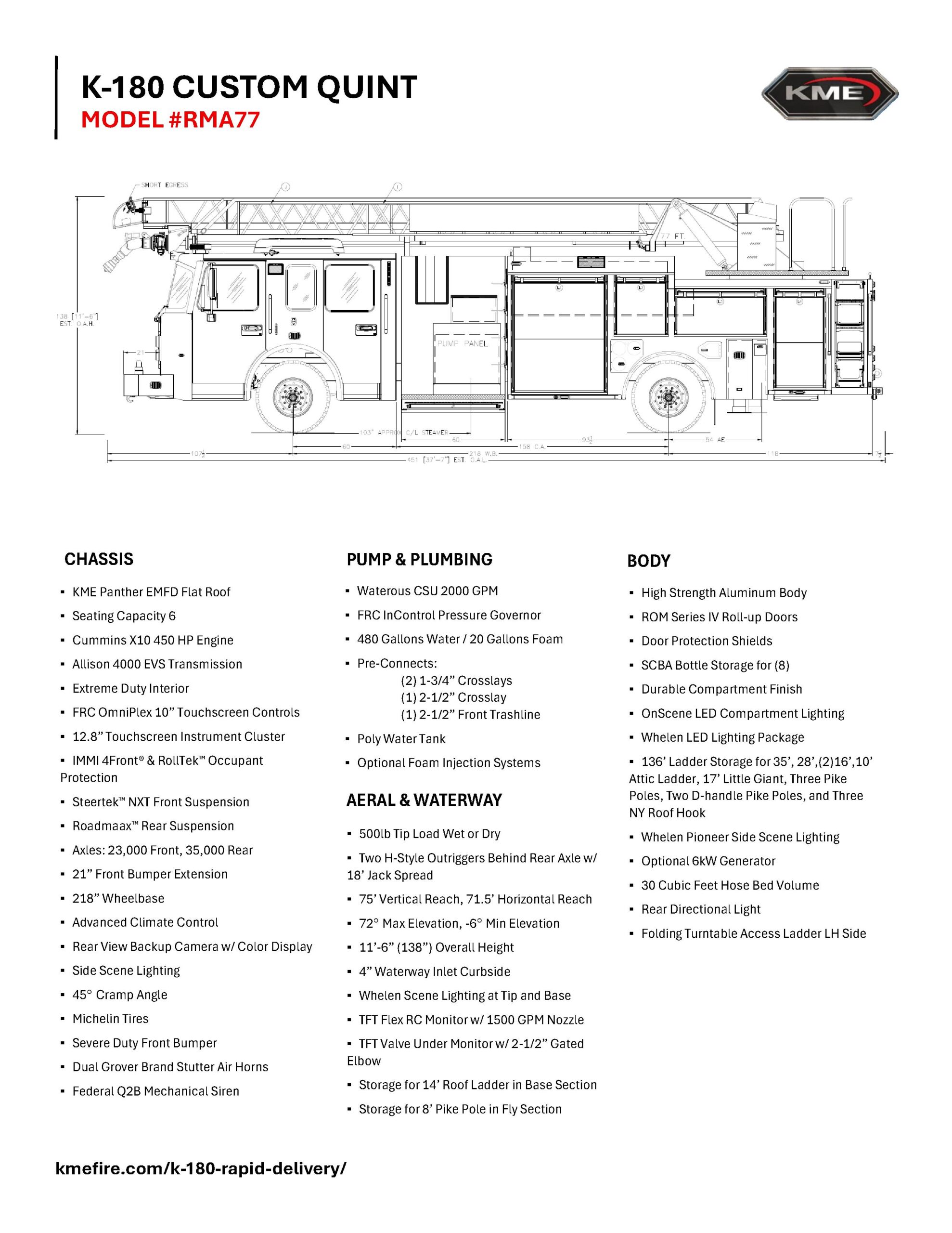 K-180 Aerial Ladder 77RMA Engineering Drawing