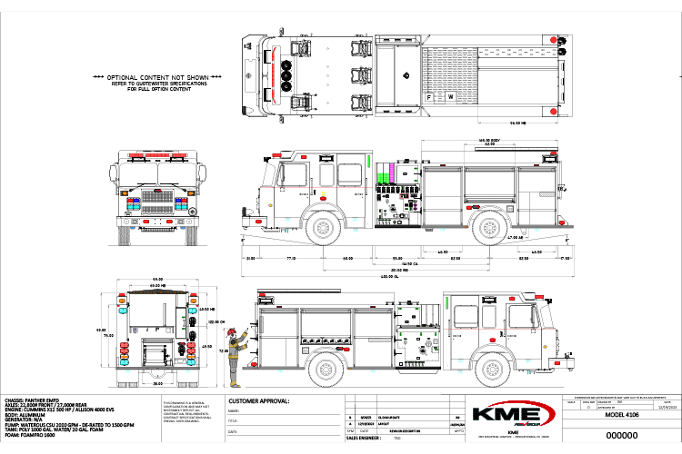 K-180 4106 Pumper engineering drawing