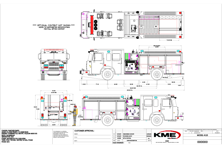 K-180 4115 Pumper engineering drawing